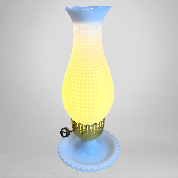 Other - Vintage Hobnail Milk Glass Lamp Table Boudoir Hurricane 14” White